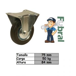 rueda de goma base fija