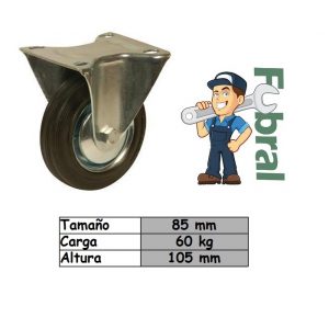 rueda de goma base fija