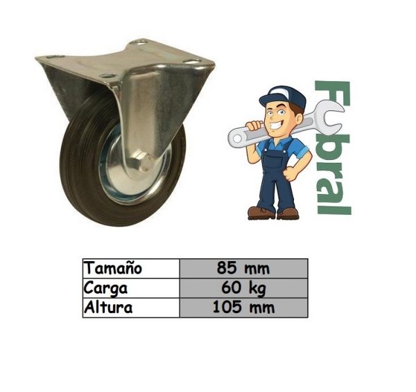 rueda de goma base fija