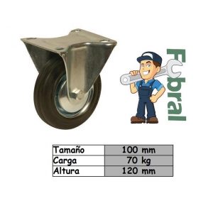 rueda de goma base fija