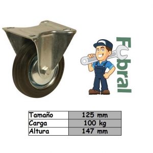 rueda de goma base fija