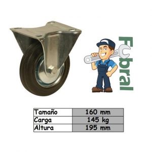 rueda de goma base fija