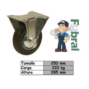 rueda de goma base fija
