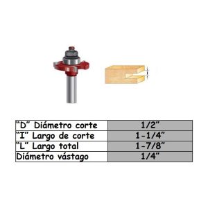 Fresa para trompo (0307) de 1/2" x 6mm Slot Cutter Bit