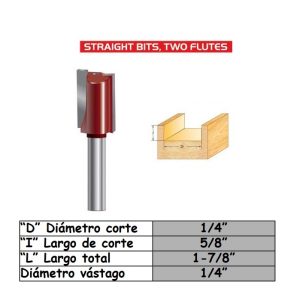 Fresa para trompo (0205) de 5/8" x 6mm Straight Bit (2F)