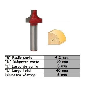 Fresa par trompo (1903) de 6mm x 3/8" Open End Carning Bit