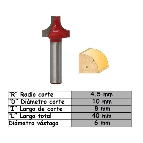 Fresa par trompo (1903) de 6mm x 3/8" Open End Carning Bit