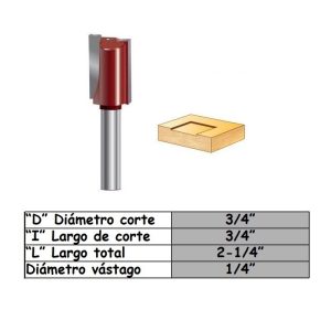 Fresa para trompo (703) de 3/4" x 1/4" Mortising Bit