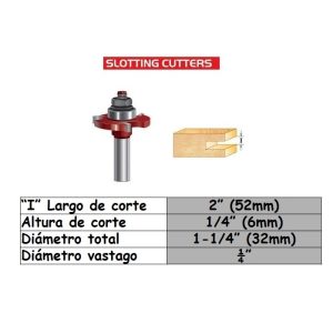 Fresa para trompo (2103) de 1/4" x 1/4" Slot Cutter Bit