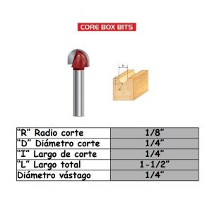 Fresa p/trompo (1201)(D1103) 1/4"x 1/4" COVE BOX BIT
