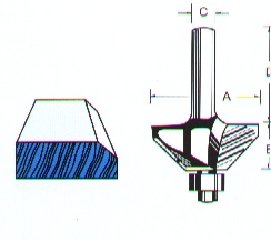 Fresa para trompo (1901) 45º Chamfer Bit With Bearing