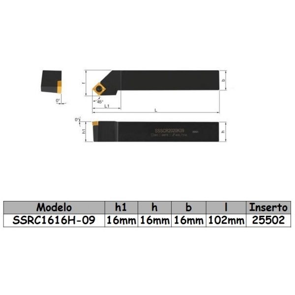 Porta inserto de titanio SSRCR1616H09 - Imagen 3