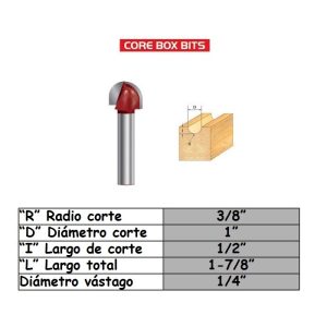 Fresa para trompo (504) de 3/8" x 1" x 1/4" Cobe Box bit