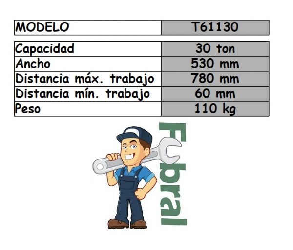 Prensa hidraulica 30 ton. T61130 - Imagen 2