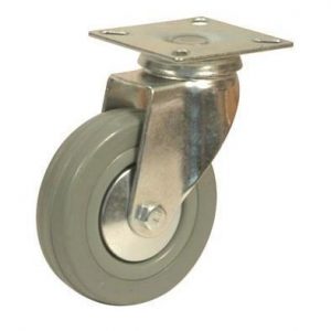rueda de goma gris con base giratoria