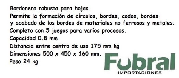Bordonera manual para chapa RM22 - Imagen 2