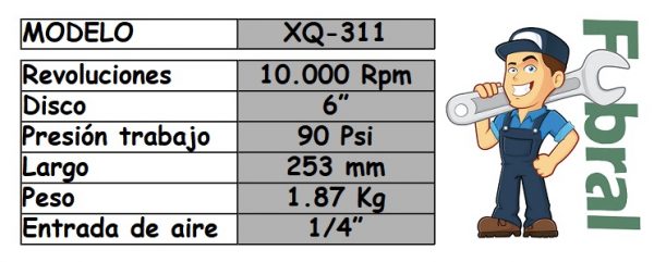 Lijadora disco-orbital 6" NEUMATICA XQ311/SLT410 - Imagen 2