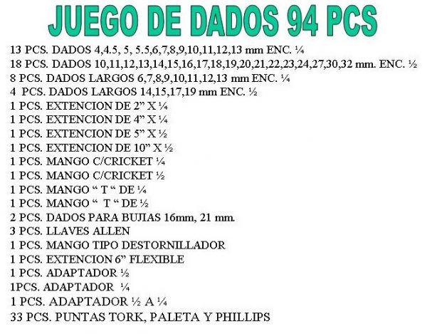 Dados encastre 1/2" y 1/4" 94 pzas. 8 a 32 mm STB0019 - Imagen 2