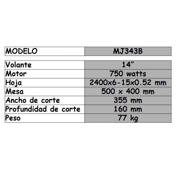 Sierra sinfín carpintero con volante de 14" MJ343B y garganta de 160mm - Imagen 2