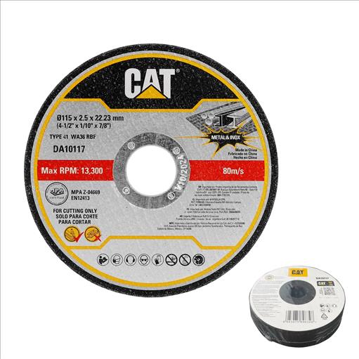Disco CAT corte metal/inoxidable de 115mm x 2.5mm x 7/8″ paquete de 10  piezas